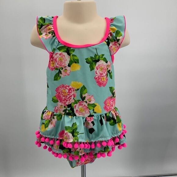 Betsey Johnson Other - Betsey Johnson‎ Pompom Ruffle Swimsuit Sz 4